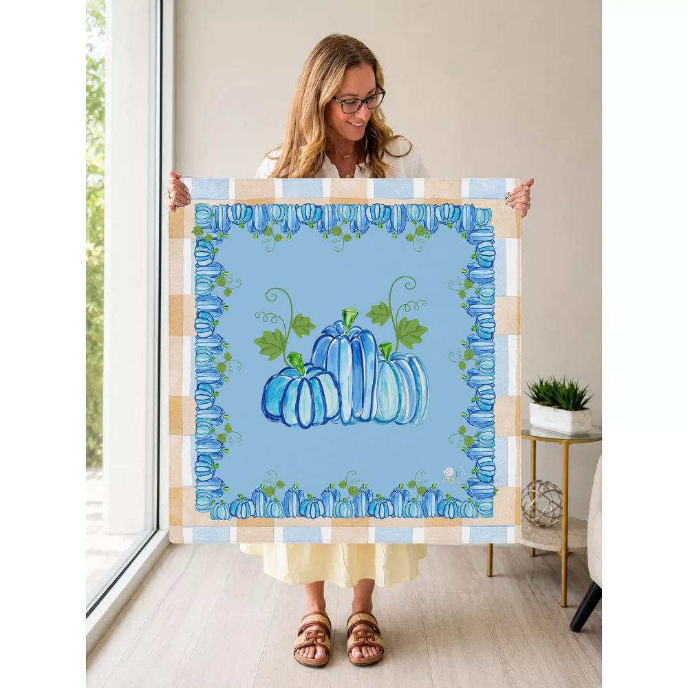 Blue Harvest mahjong mat — Held Mat Portrait