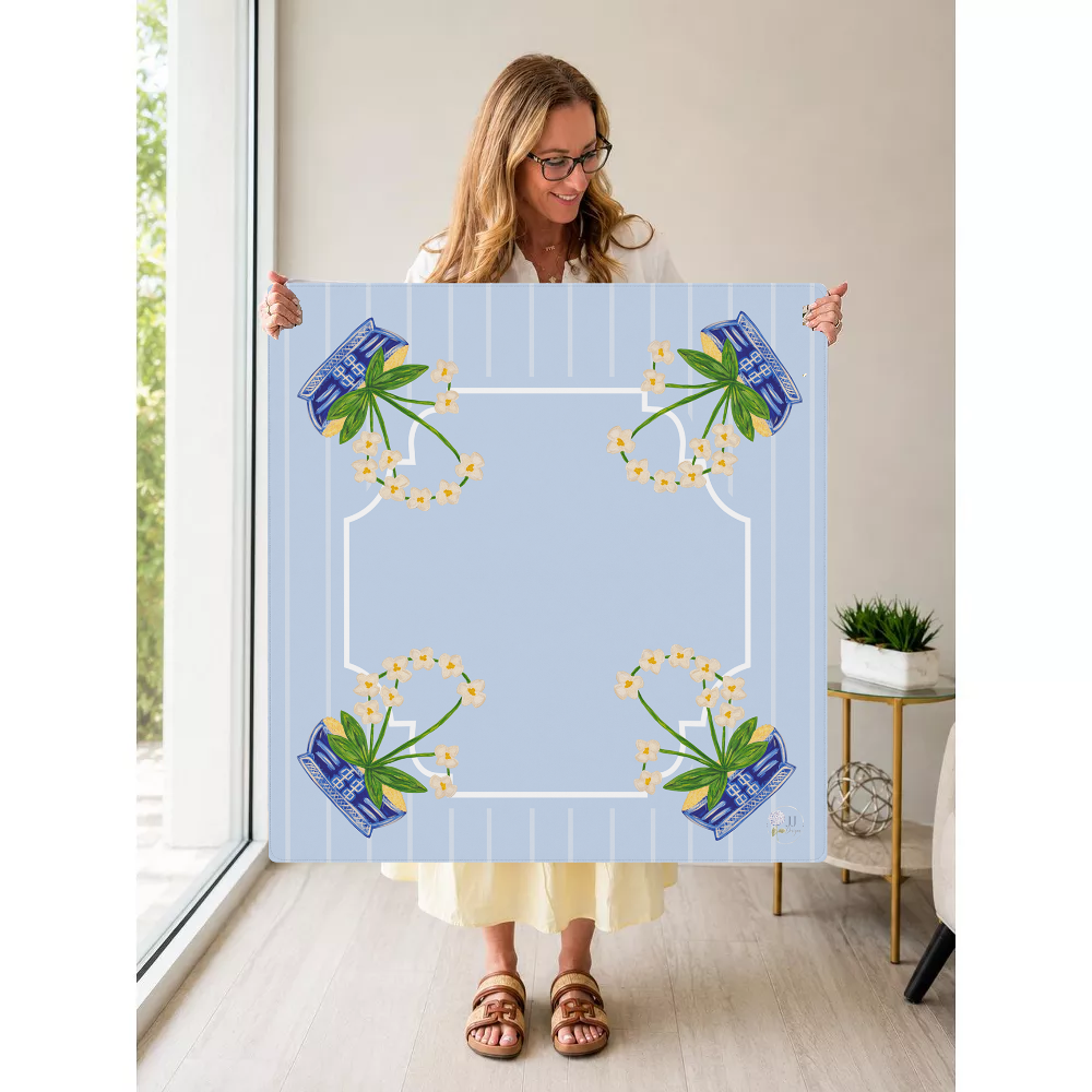 Blue Jasmine mahjong mat — Held Mat Portrait