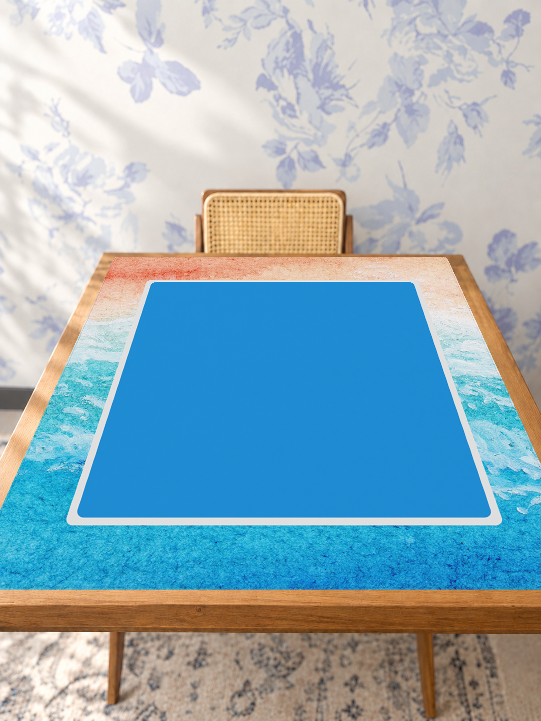 Blue Sky Thinking Tile mahjong mat — Studio Table Angle