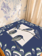 Bluebird Gathering mahjong mat — Sunlit Detail