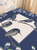 Bluebird Gathering mahjong mat — Sunlit Close-up