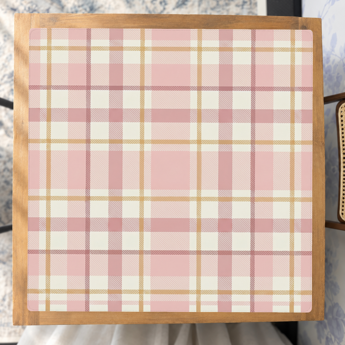 Blush Tartan Elegance mahjong mat — Studio Overhead
