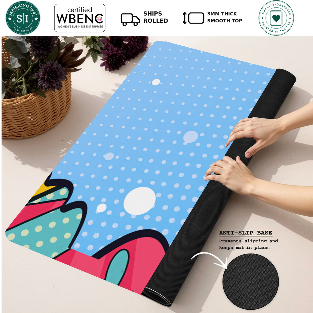 Bold Move Blue mahjong mat — Rolled Mat Feature Image