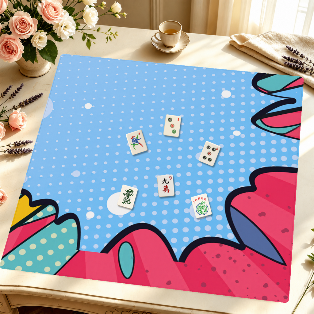 Bold Move Blue mahjong mat — Styled Tile Table