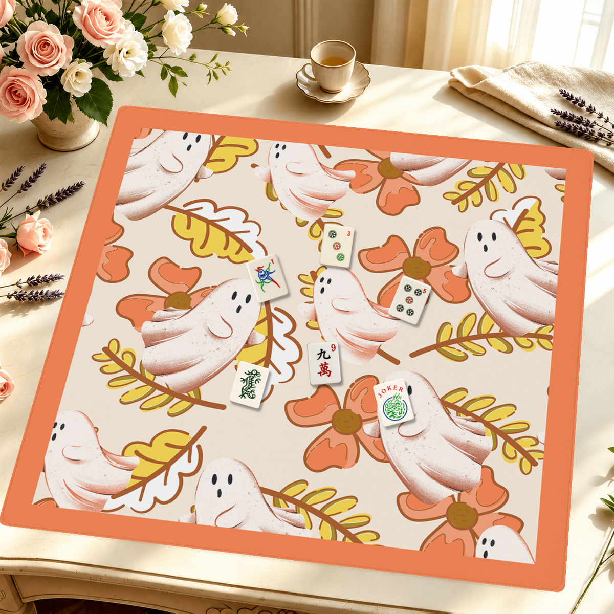 Boo-tiful Blooms mahjong mat — Styled Tile Table