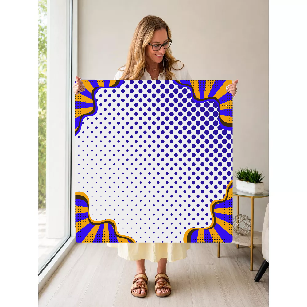 Borderline Chic Blue mahjong mat — Held Mat Portrait