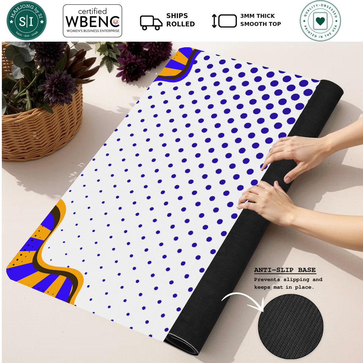 Borderline Chic Blue mahjong mat — Rolled Mat Feature Image