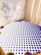 Borderline Chic Blue mahjong mat — Sunlit Detail