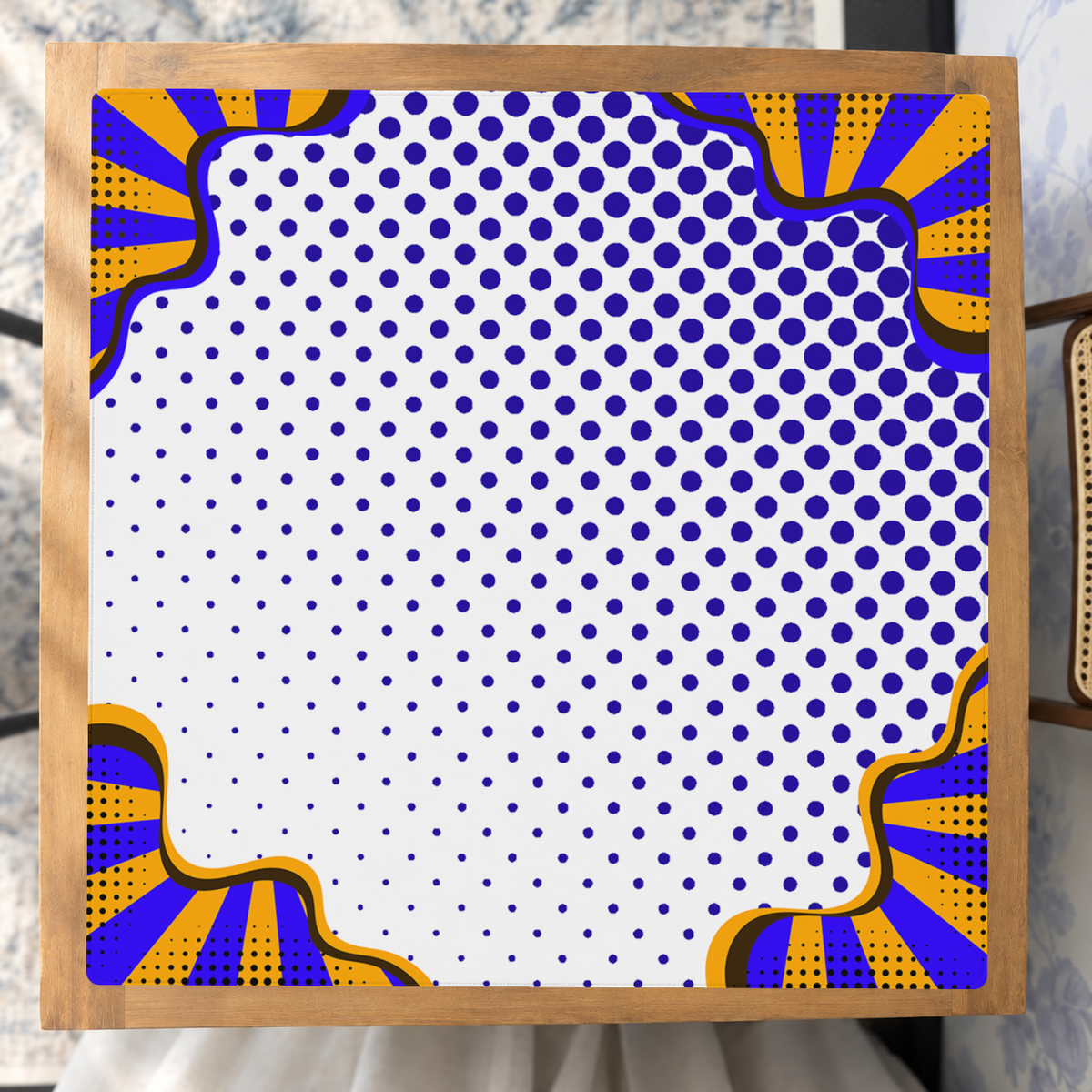 Borderline Chic Blue mahjong mat — Studio Overhead