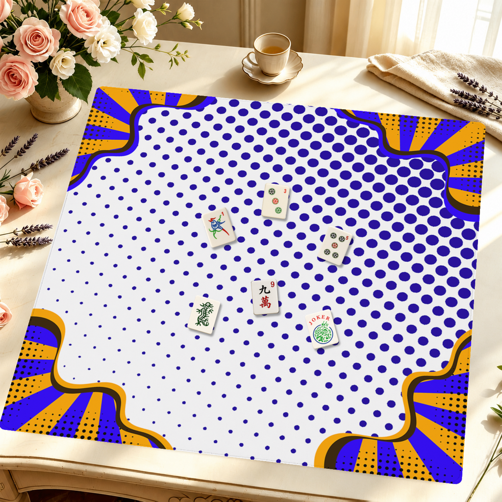 Borderline Chic Blue mahjong mat — Styled Tile Table