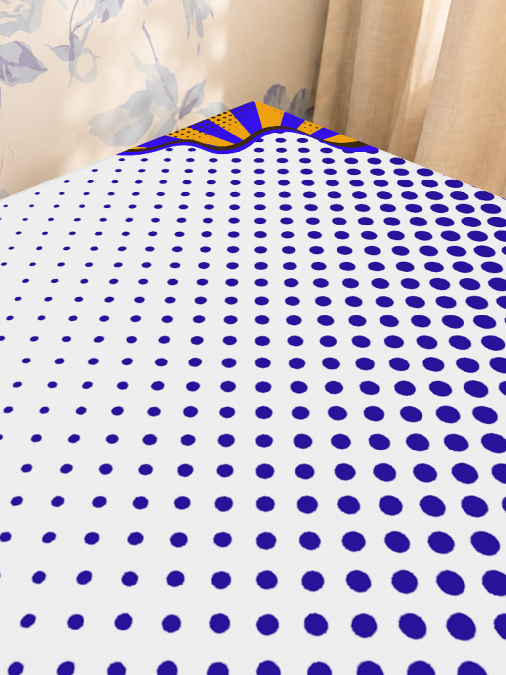Borderline Chic Blue mahjong mat — Sunlit Close-up