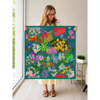Botanical Rhapsody in Teal mahjong mat — Held Mat Portrait