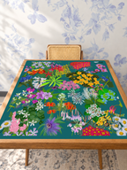 Botanical Rhapsody in Teal mahjong mat — Studio Table Angle