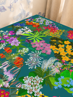 Botanical Rhapsody in Teal mahjong mat — Sunlit Close-up