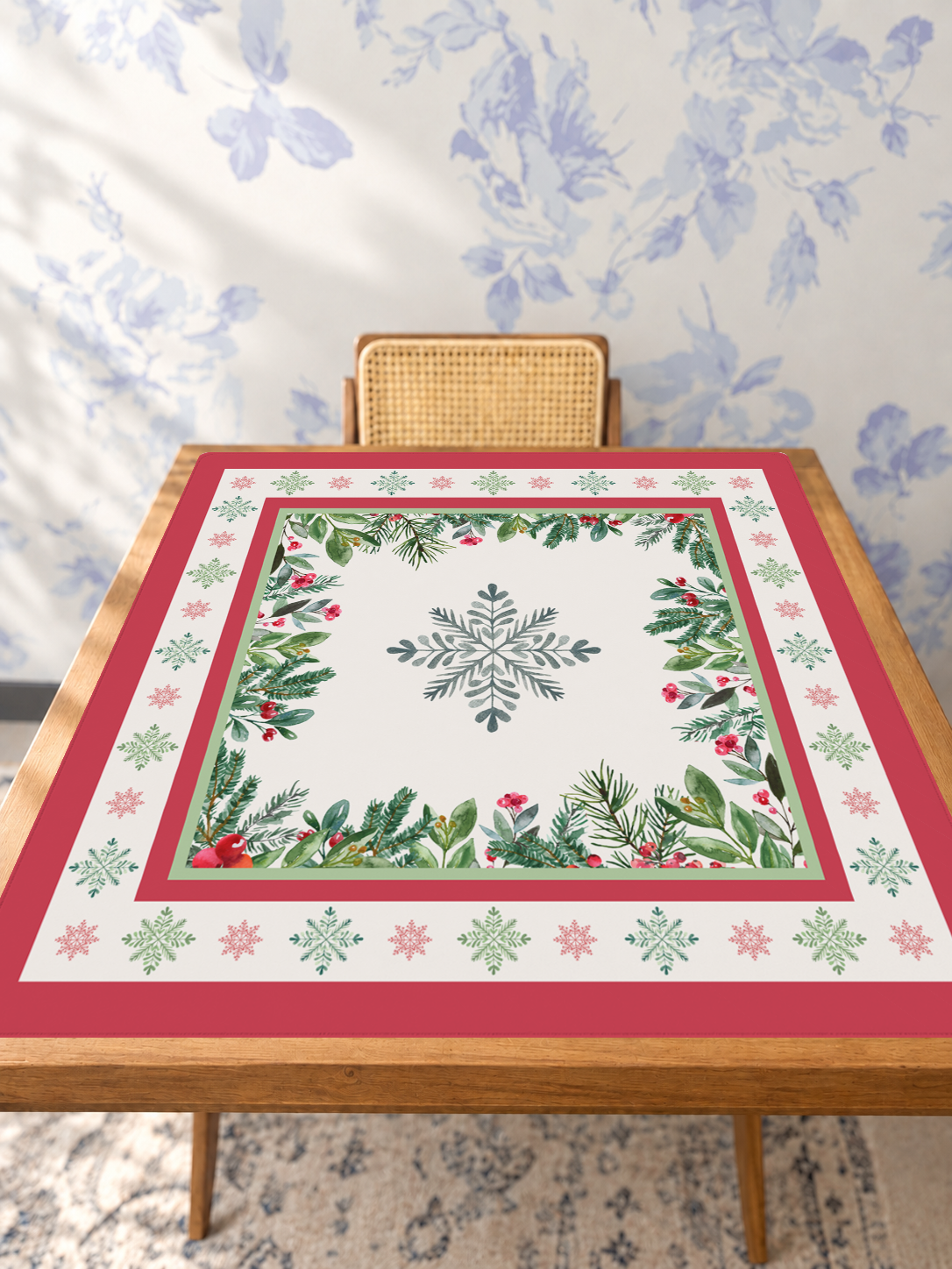 Bough and Berry mahjong mat — Studio Table Angle