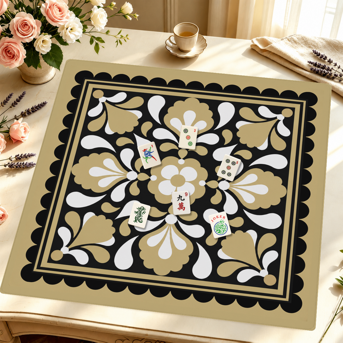 Boulder Blooms mahjong mat — Styled Tile Table