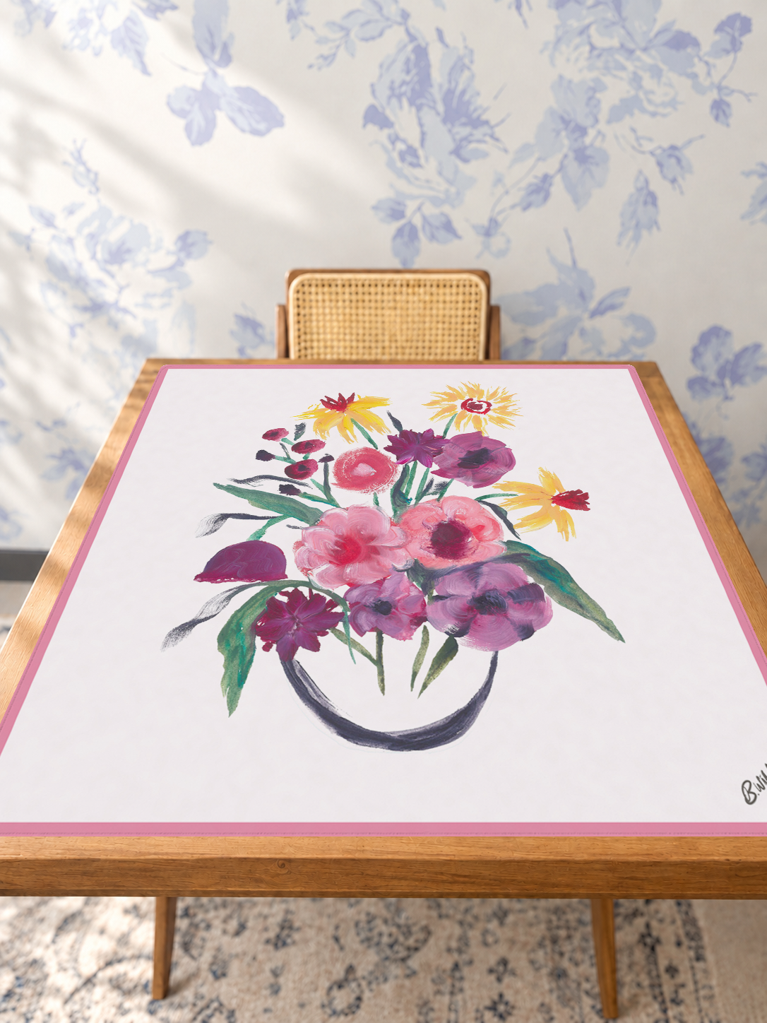 Bouquet of Bams mahjong mat — Studio Table Angle