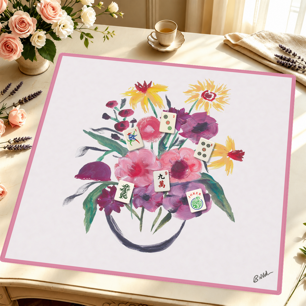 Bouquet of Bams mahjong mat — Styled Tile Table