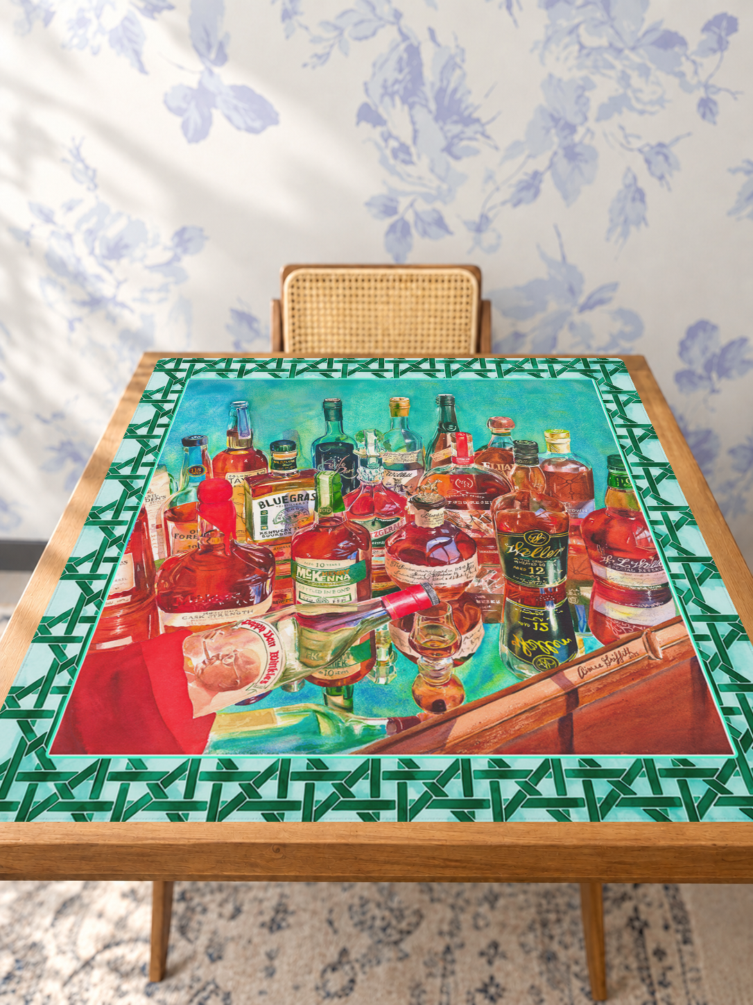 Bourbon on the Rocks mahjong mat — Studio Table Angle