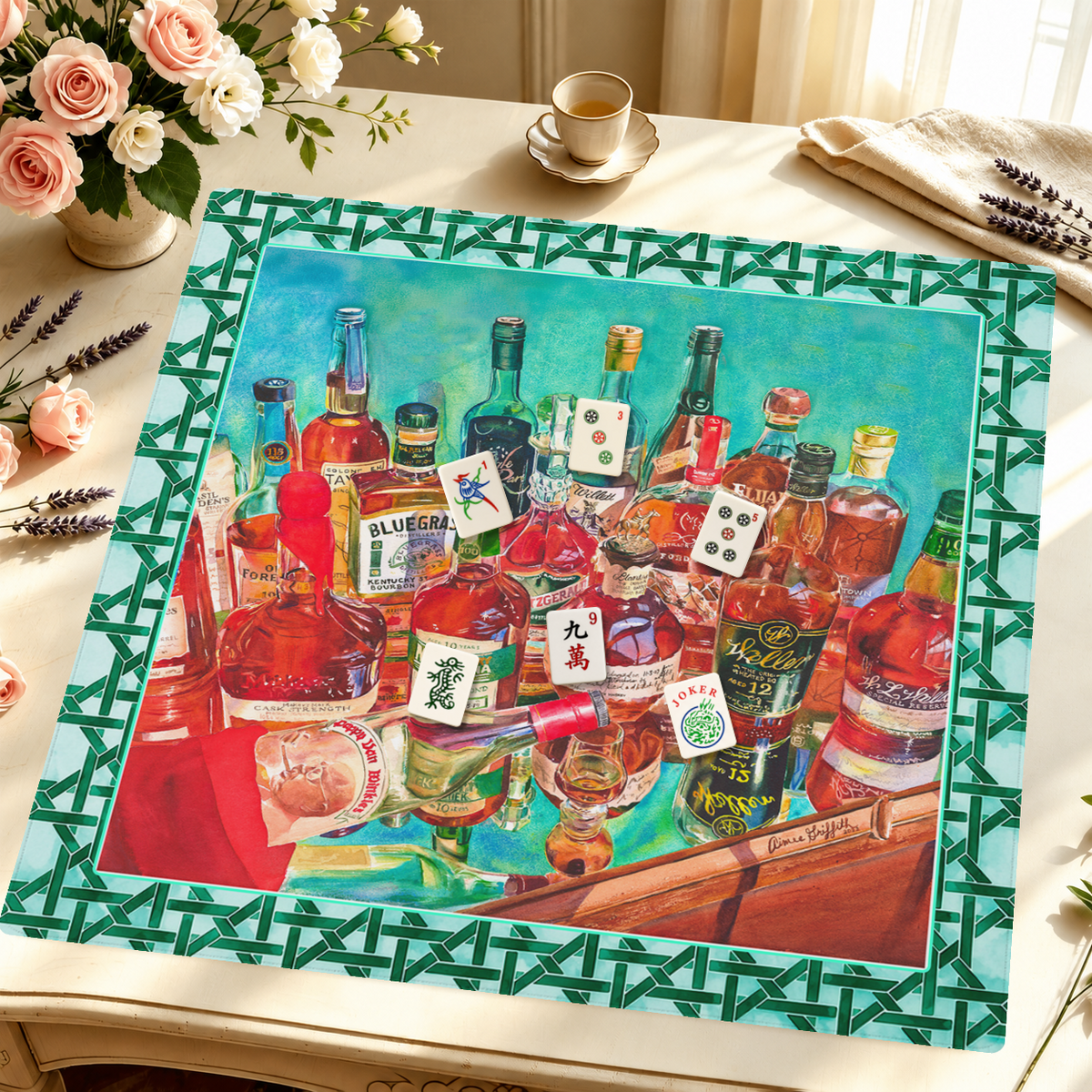 Bourbon on the Rocks mahjong mat — Styled Tile Table
