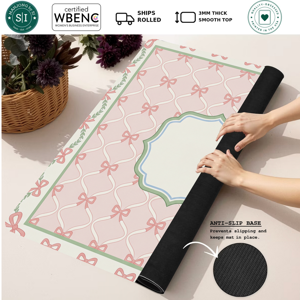 Bow Tied Elegance mahjong mat — Rolled Mat Feature Image