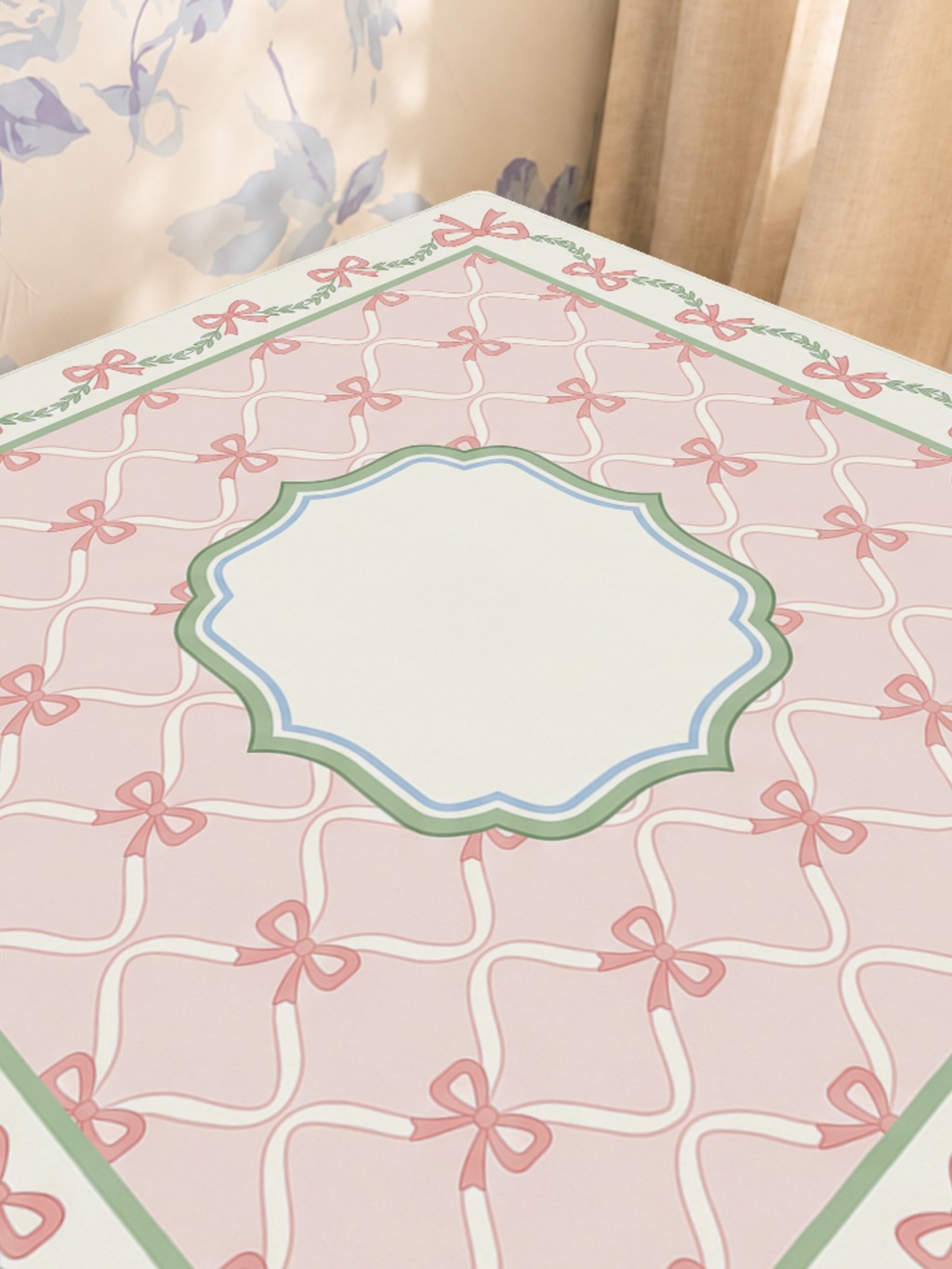 Bow Tied Elegance mahjong mat — Sunlit Close-up