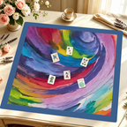 Brush Hour Blue Border mahjong mat — Styled Tile Table