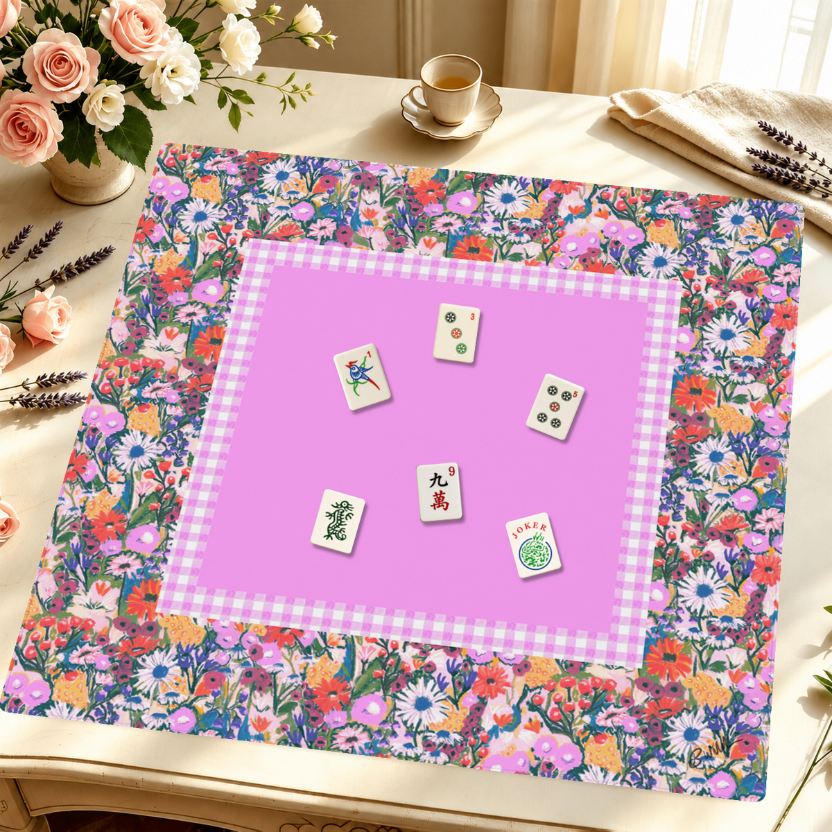 Bubble Gum Daphne mahjong mat — Styled Tile Table