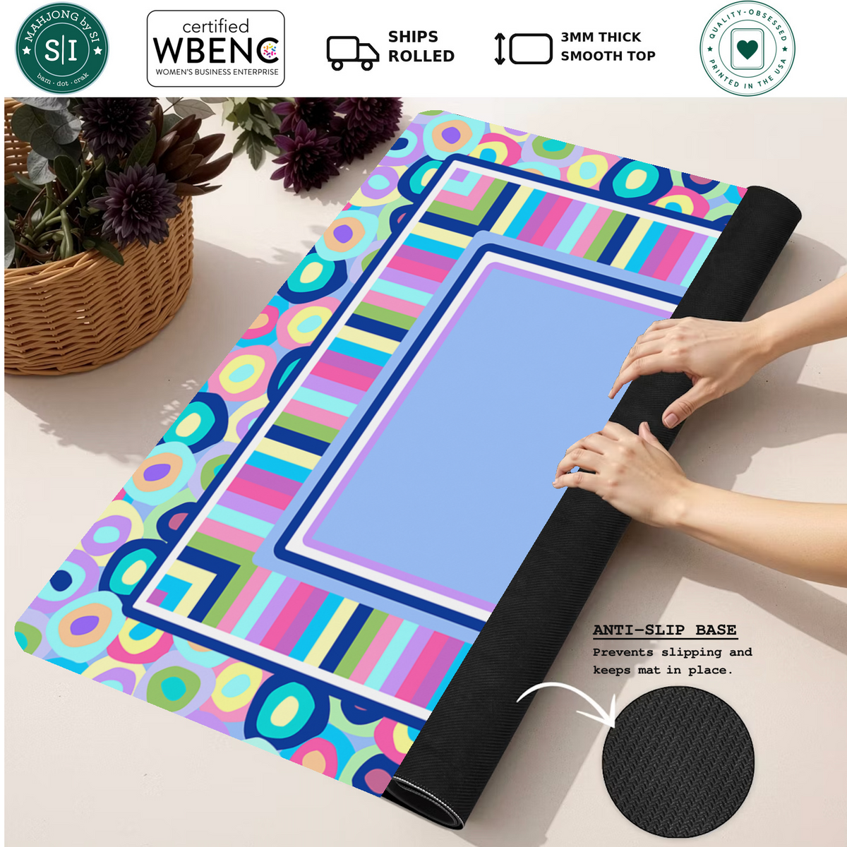Bubble Pop Electric mahjong mat — Rolled Mat Feature Image