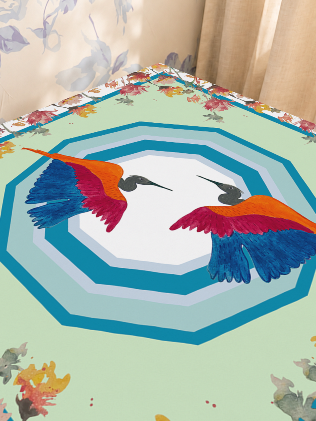 Bullseye in Bloom mahjong mat — Sunlit Close-up
