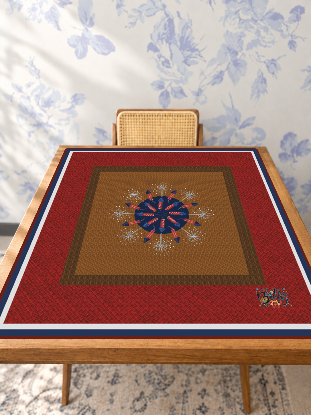 Bursts of Glory mahjong mat — Studio Table Angle