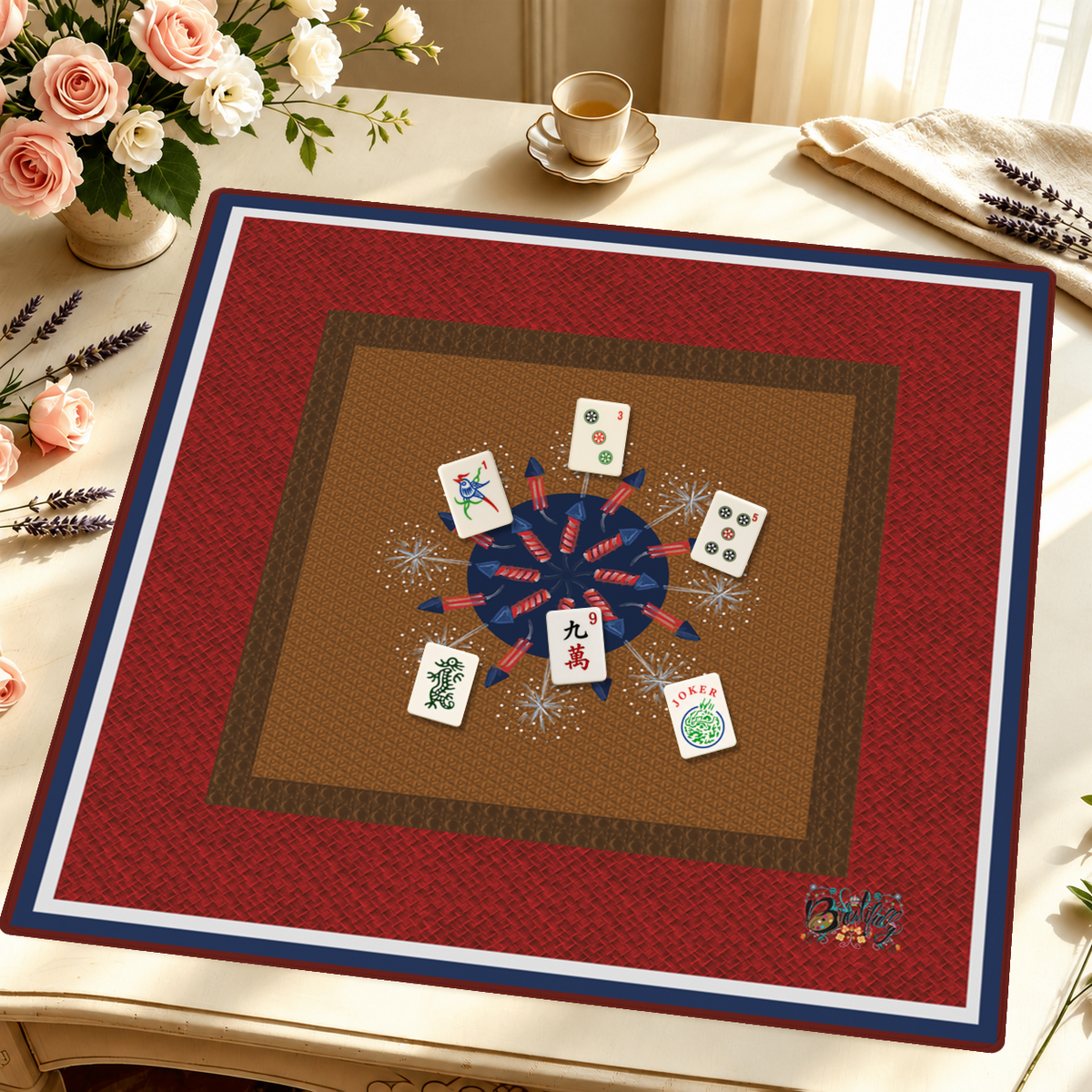 Bursts of Glory mahjong mat — Styled Tile Table