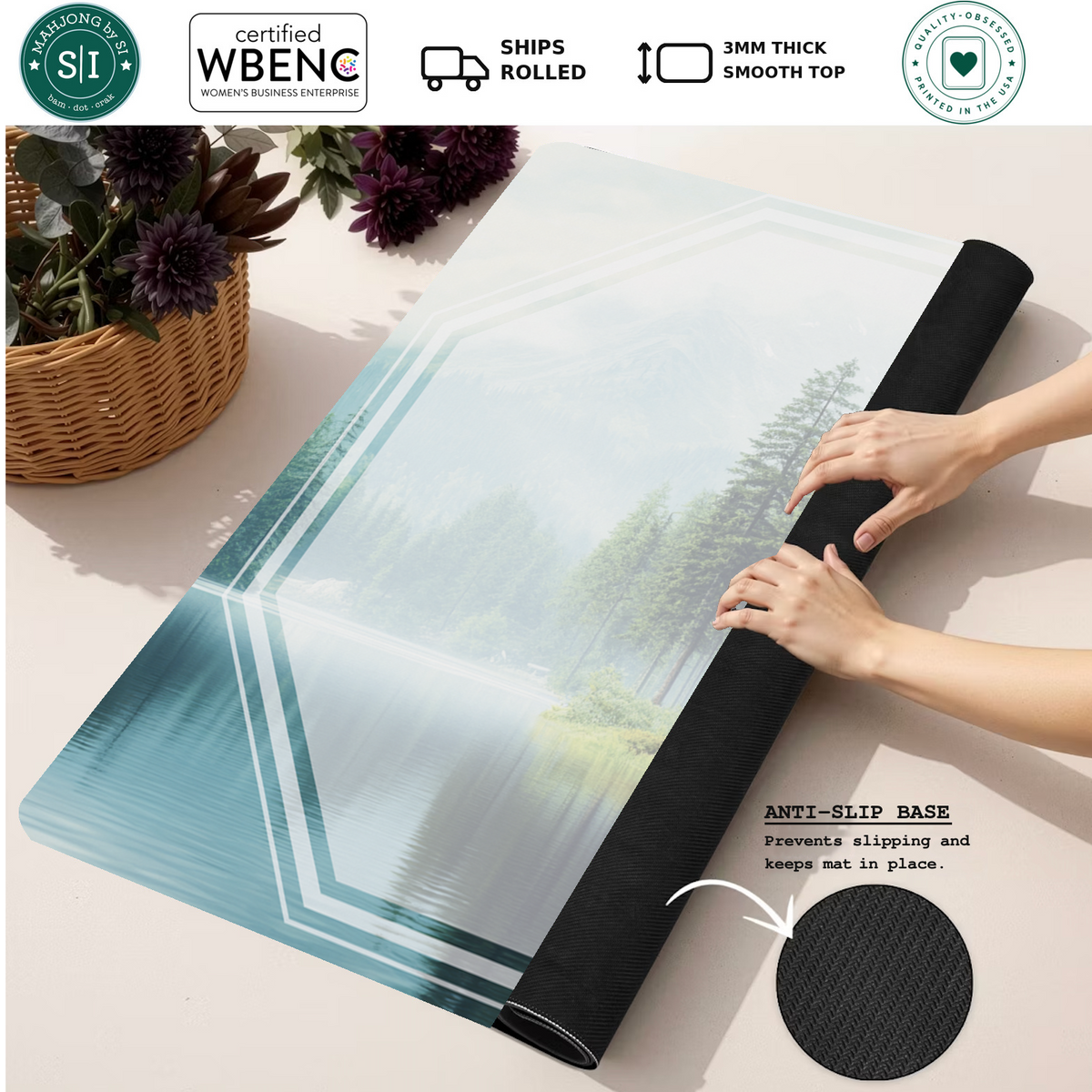 Cabin Daydreams mahjong mat — Rolled Mat Feature Image