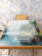 Cabin Daydreams mahjong mat — Studio Table Angle