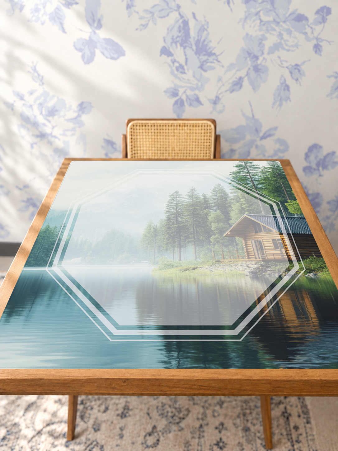 Cabin Daydreams mahjong mat — Studio Table Angle