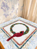 Cardinal Snow Business mahjong mat — Sunlit Detail