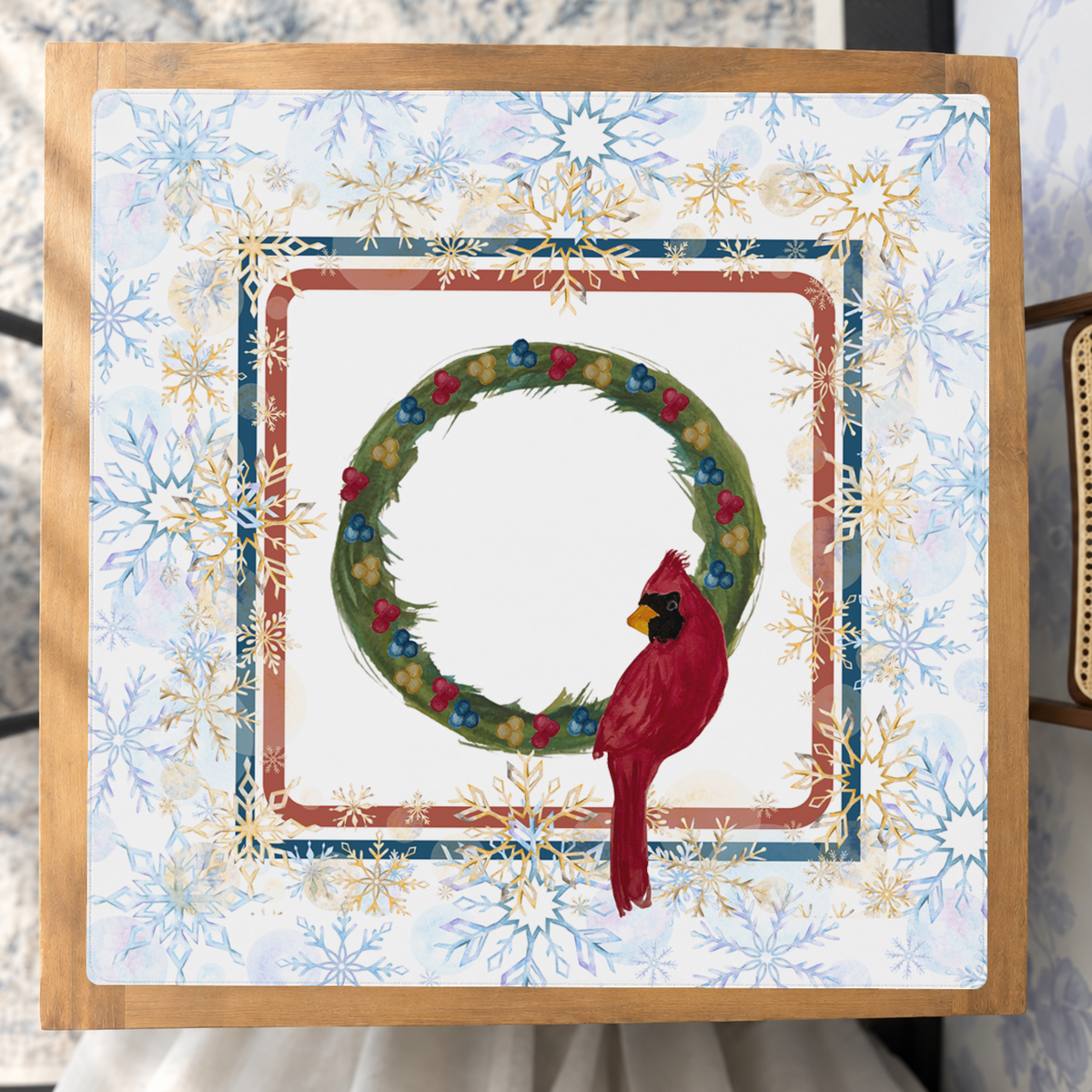 Cardinal Snow Business mahjong mat — Studio Overhead