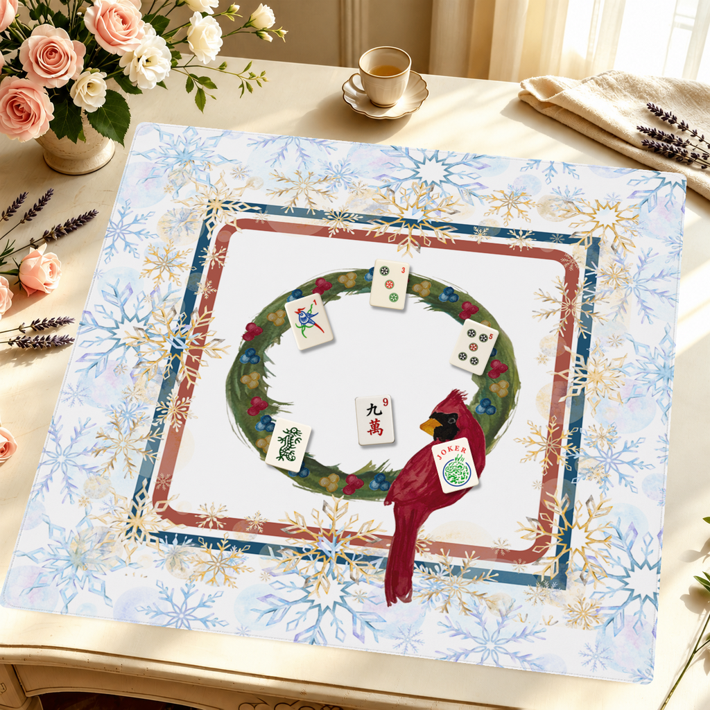 Cardinal Snow Business mahjong mat — Styled Tile Table