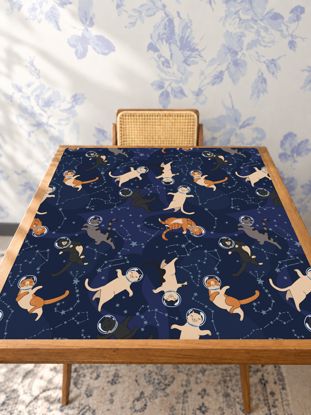 Catsellation Nation mahjong mat — Studio Table Angle