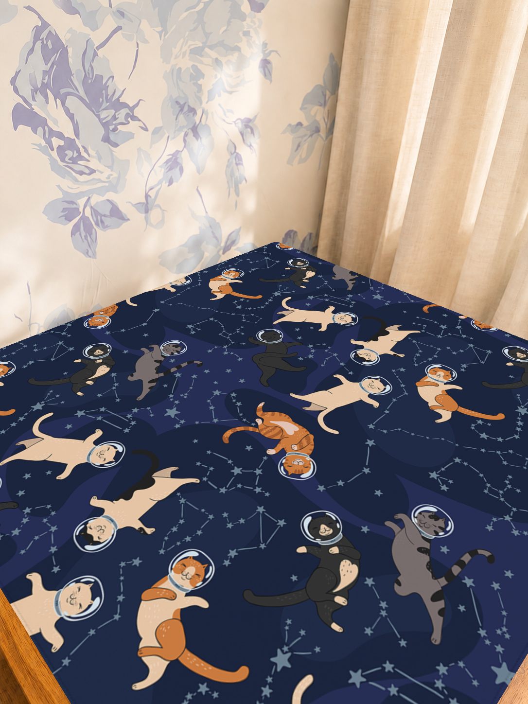 Catsellation Nation mahjong mat — Sunlit Detail