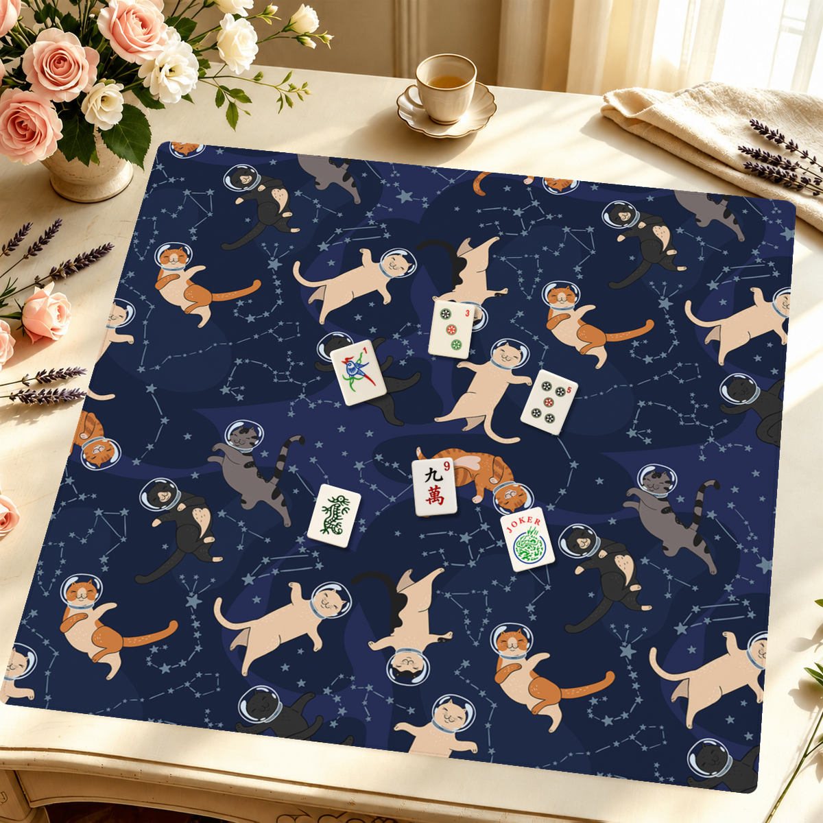 Catsellation Nation mahjong mat — Styled Tile Table