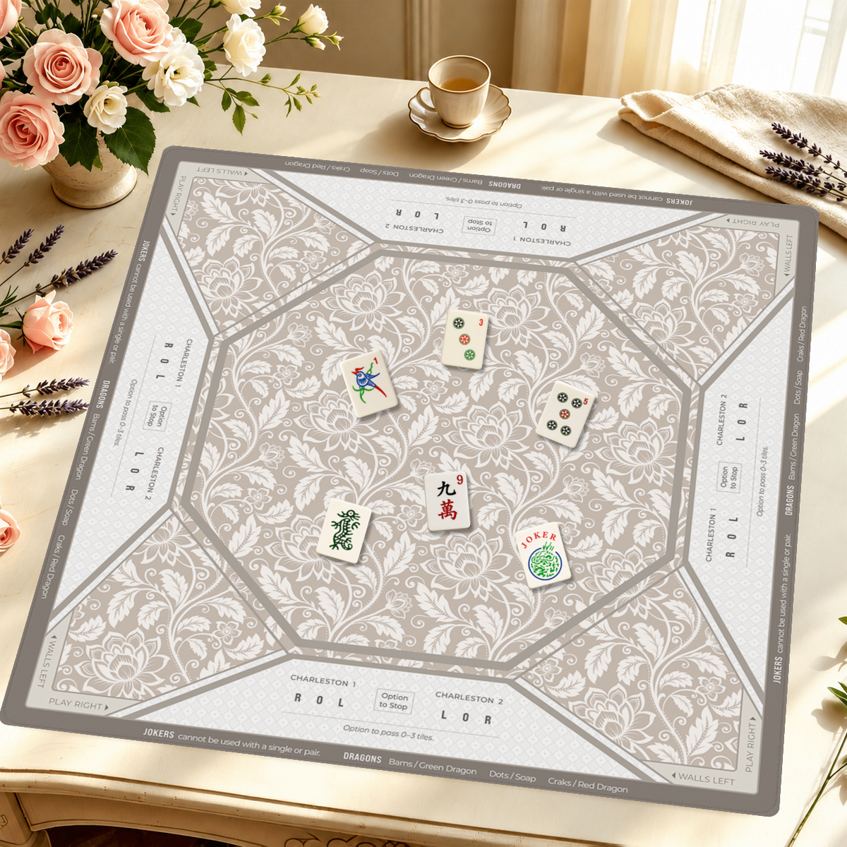 Charleston Charm mahjong mat — Styled Tile Table