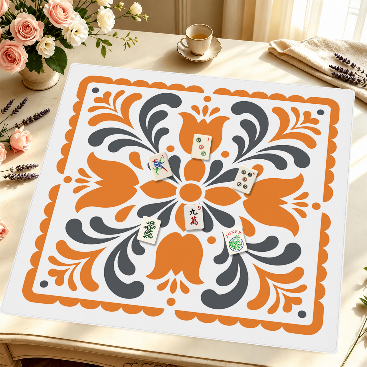 Checkboard Garden mahjong mat — Styled Tile Table