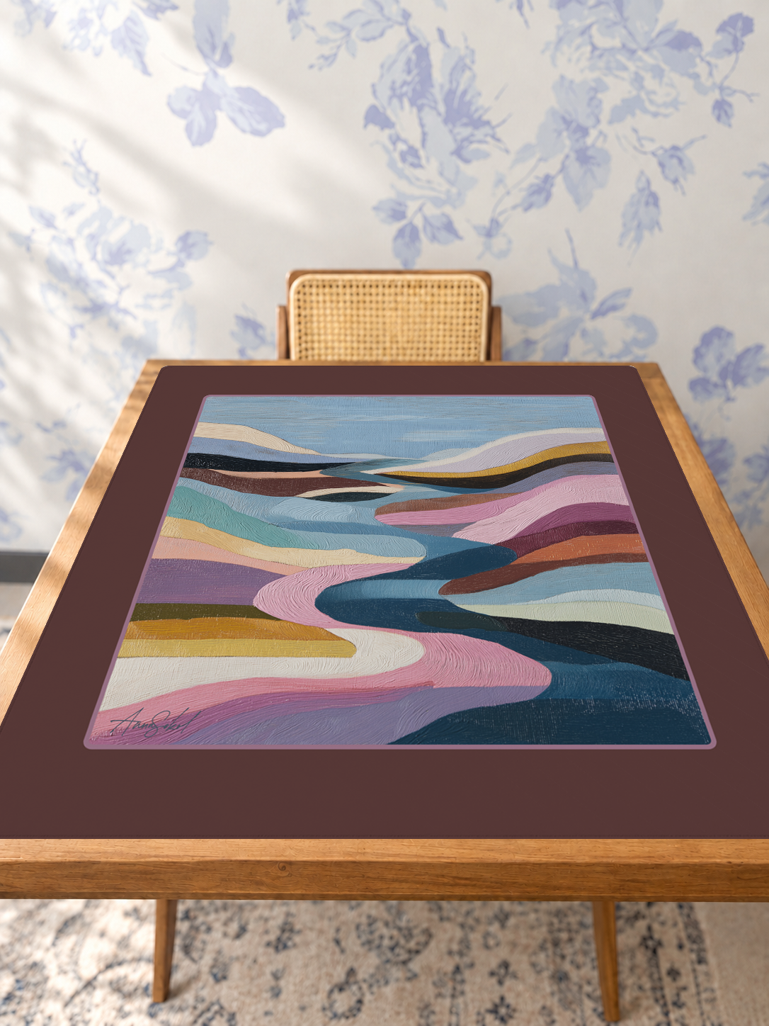 Chocolate Crak mahjong mat — Studio Table Angle