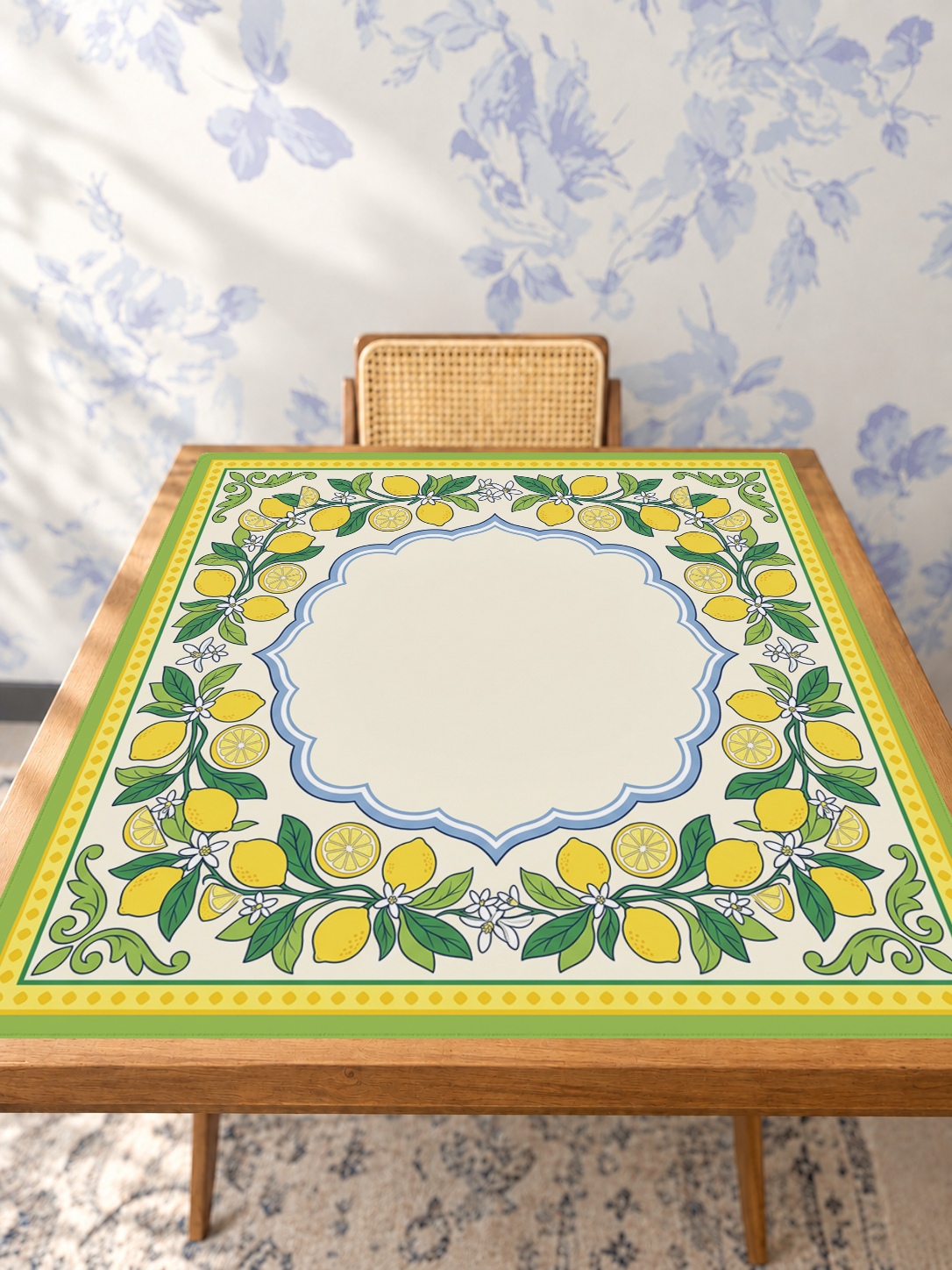 Citrus Grove Garden mahjong mat — Studio Table Angle