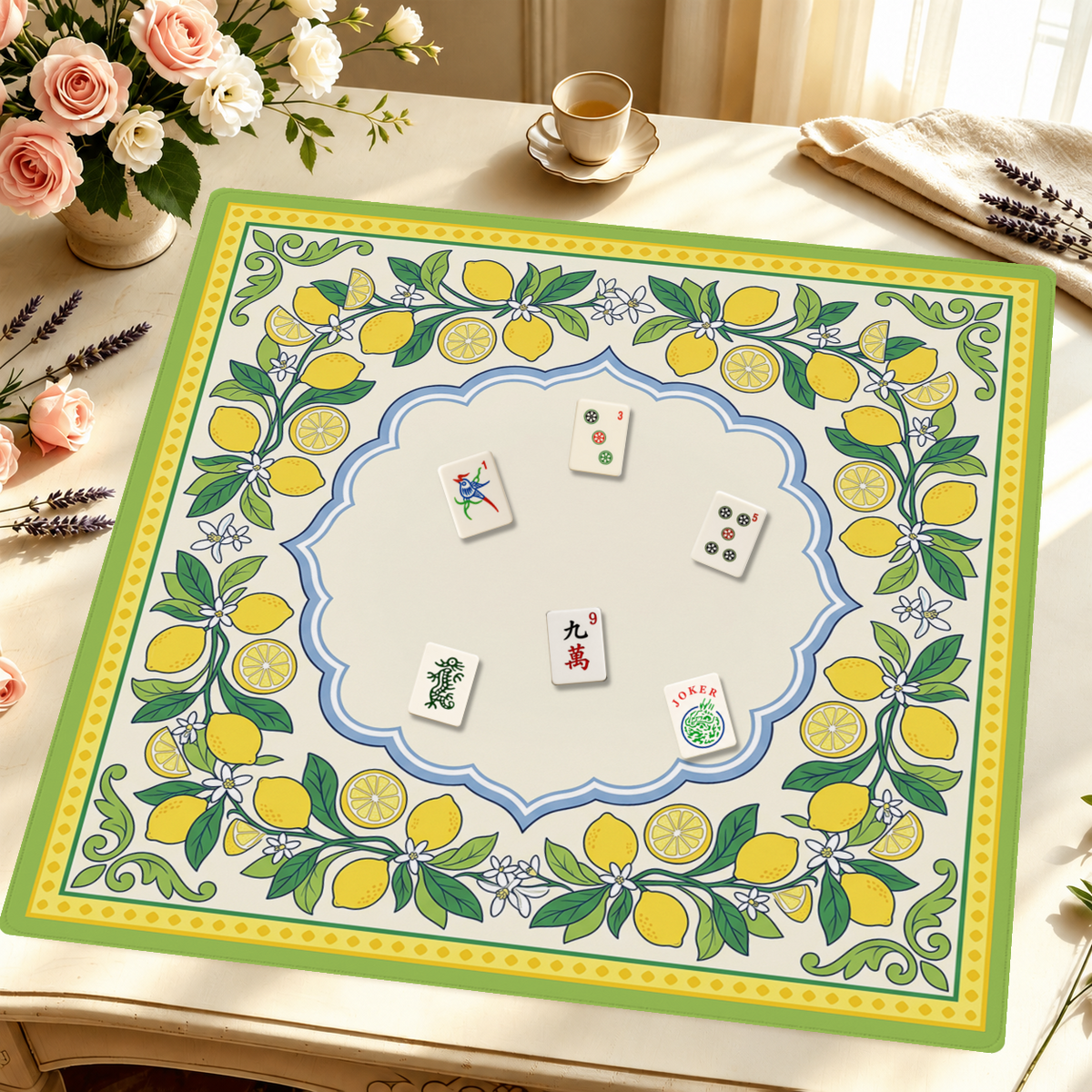 Citrus Grove Garden mahjong mat — Styled Tile Table