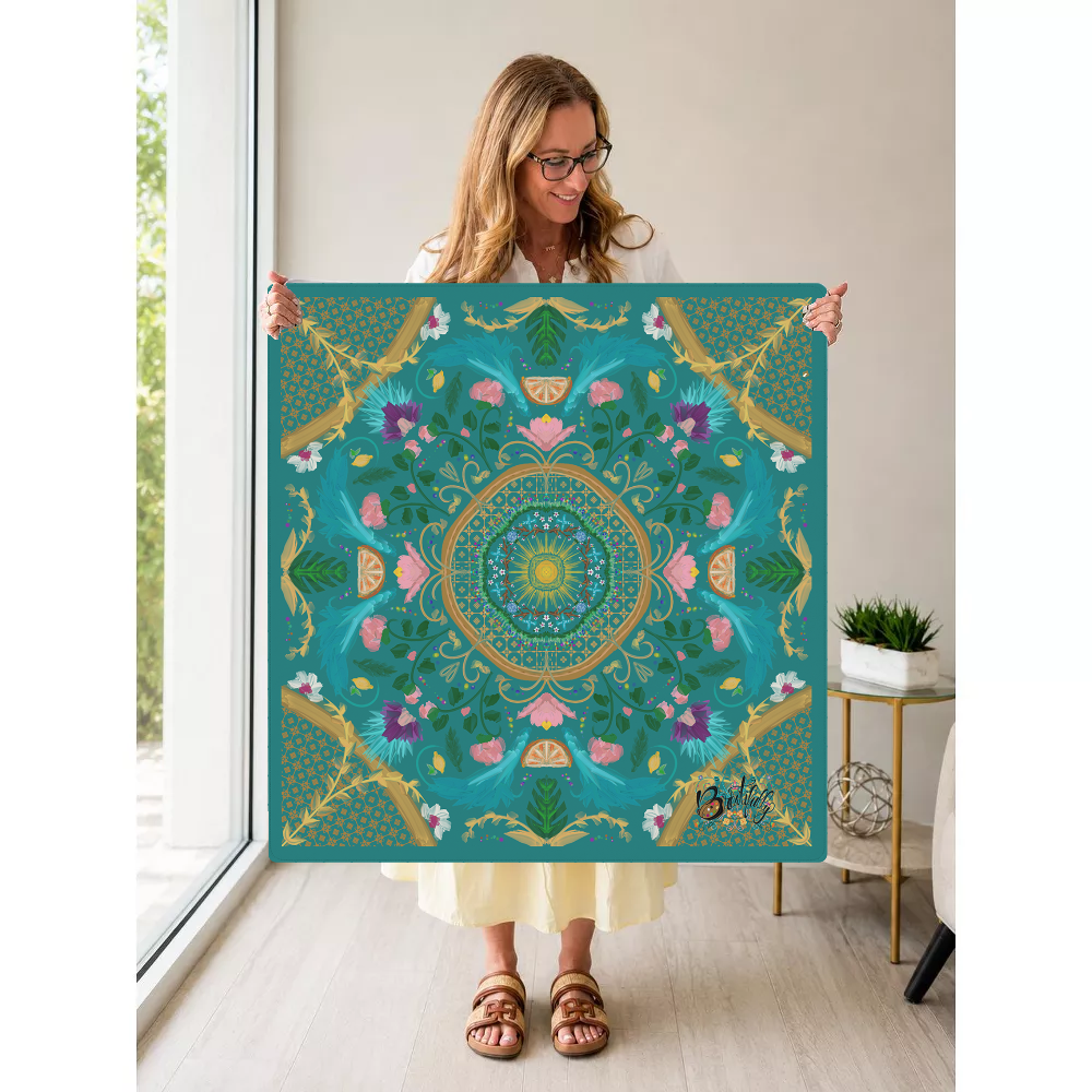 Citrus Sunrise Serenade mahjong mat — Held Mat Portrait