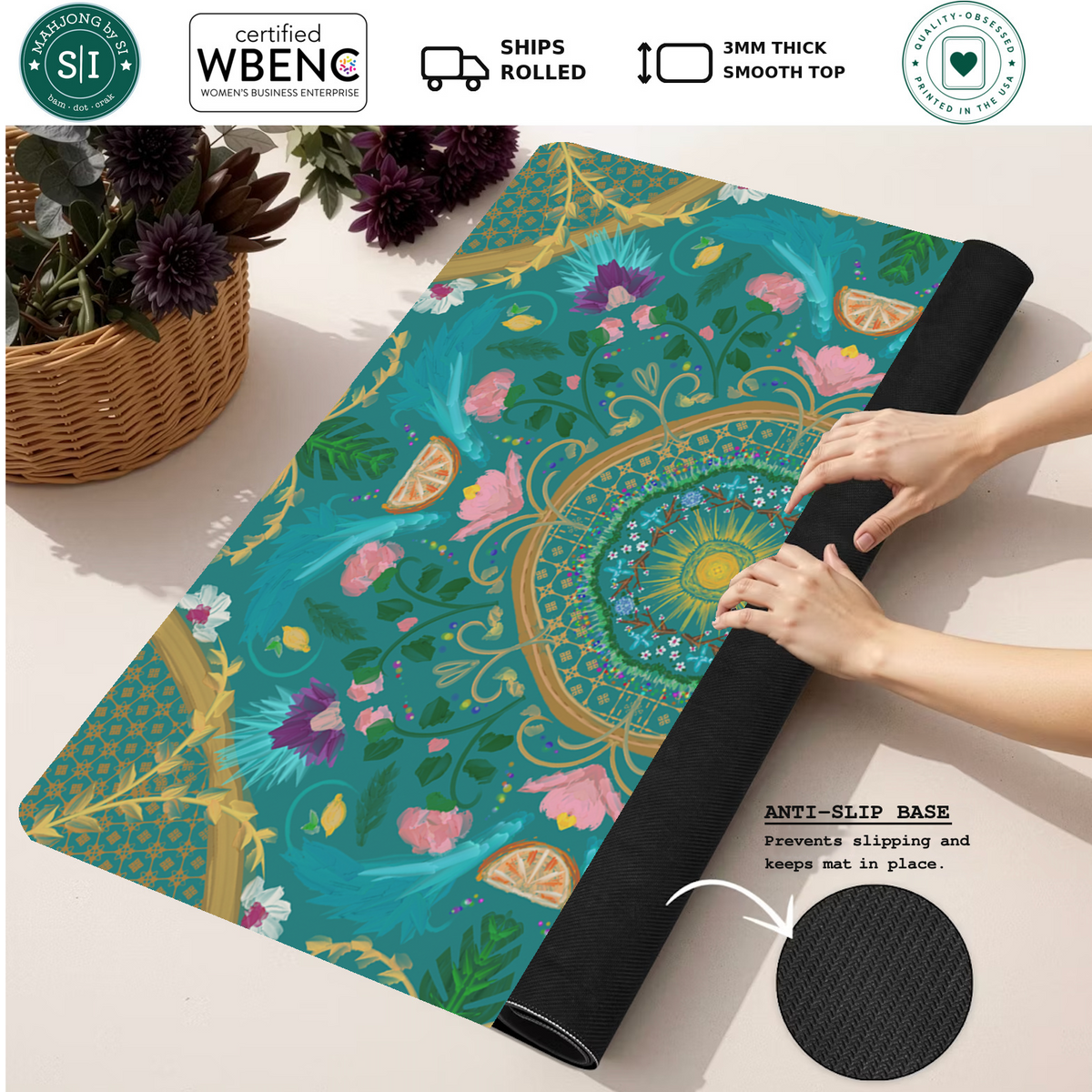 Citrus Sunrise Serenade mahjong mat — Rolled Mat Feature Image