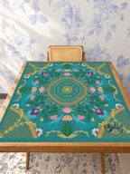 Citrus Sunrise Serenade mahjong mat — Studio Table Angle