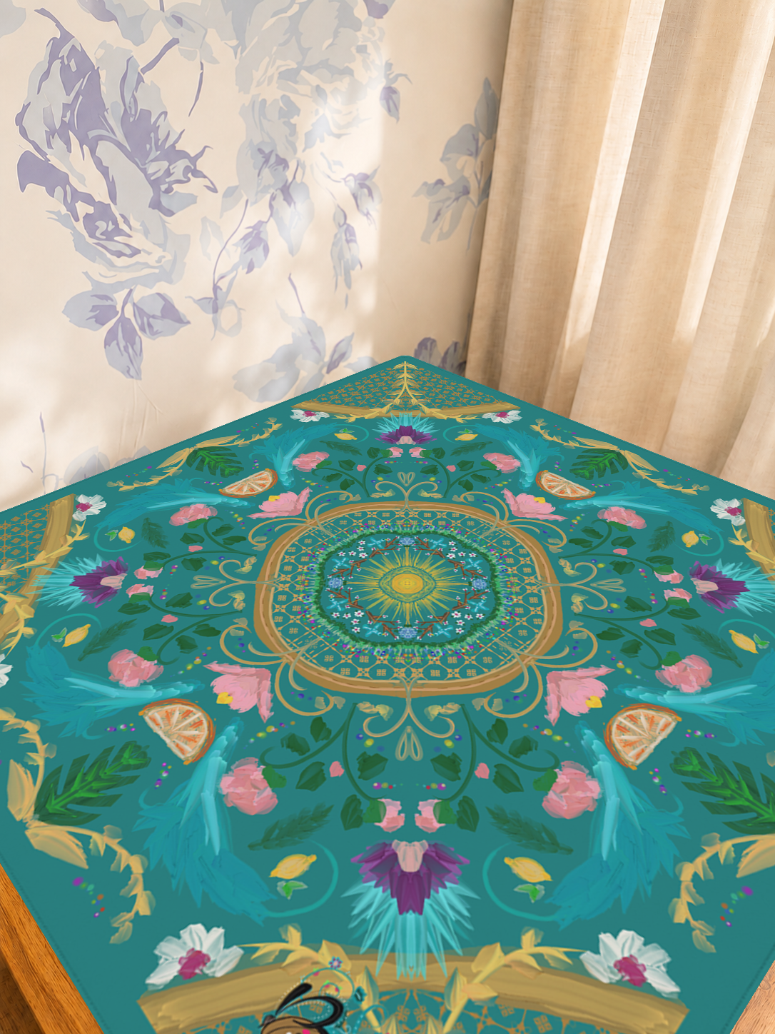 Citrus Sunrise Serenade mahjong mat — Sunlit Detail